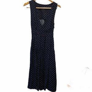 Blue Sleeveless Polkadot Dress with Pockets O/S